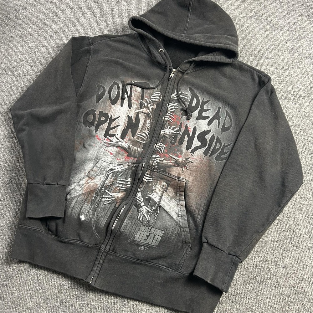 The Walking Dead Hoodie Mens XL Black Dont Open Dead Inside Full Zip Fleece